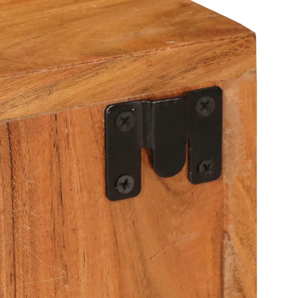 Comodino | Armadio da Notte | Mobiletto da notte Marrone 35 x 33 x 48 cm Legno Massello di Acacia