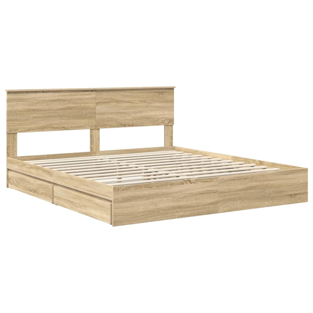 Letto con Contenitore con testiera Rovere Sonoma 180 x 200 cm