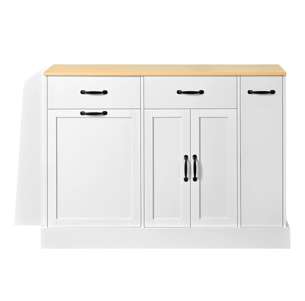 Credenza bianca e naturale in MDF con ante; cassetto e ripiani regolabili