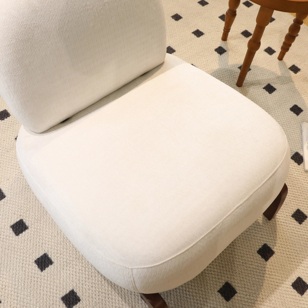 Poltrona 86.9x72.1x69.9 cm senza braccioli in velluto e legno bianca