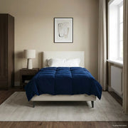 Duvet Invernale Trapuntato Blu Scuro 140 x 200 cm Microfibra 42026134