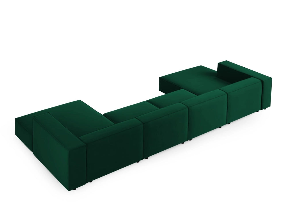 Cosmopolitan Design - Divano panoramico "Arendal" 6 posti in velluto verde bottiglia 