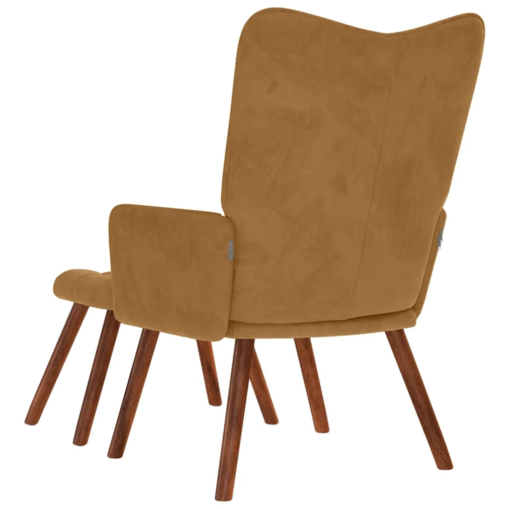 Divano Sedia-Poltrona Relax con Poggiapiedi Marrone in Velluto 466856