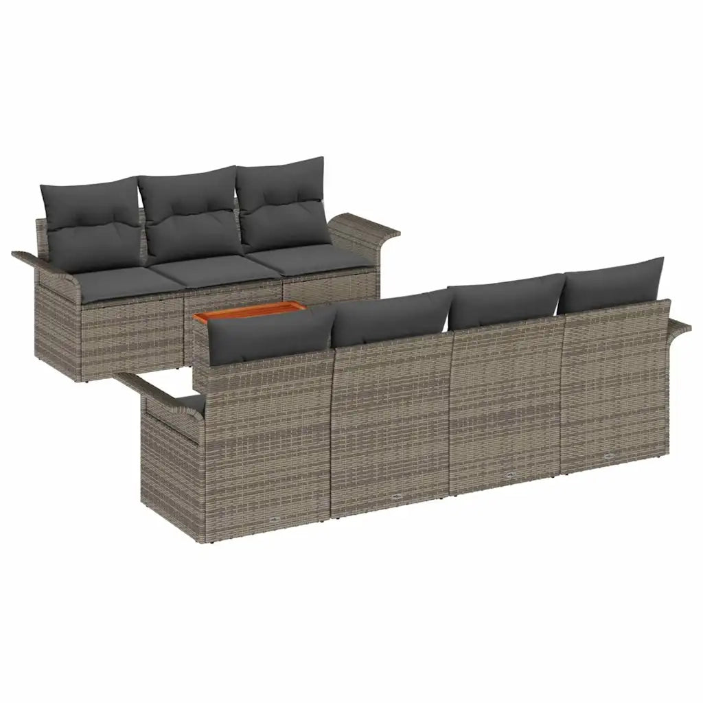 Set Divano da Giardino con cuscino 8 pcs Grigio polyrattan 3347286