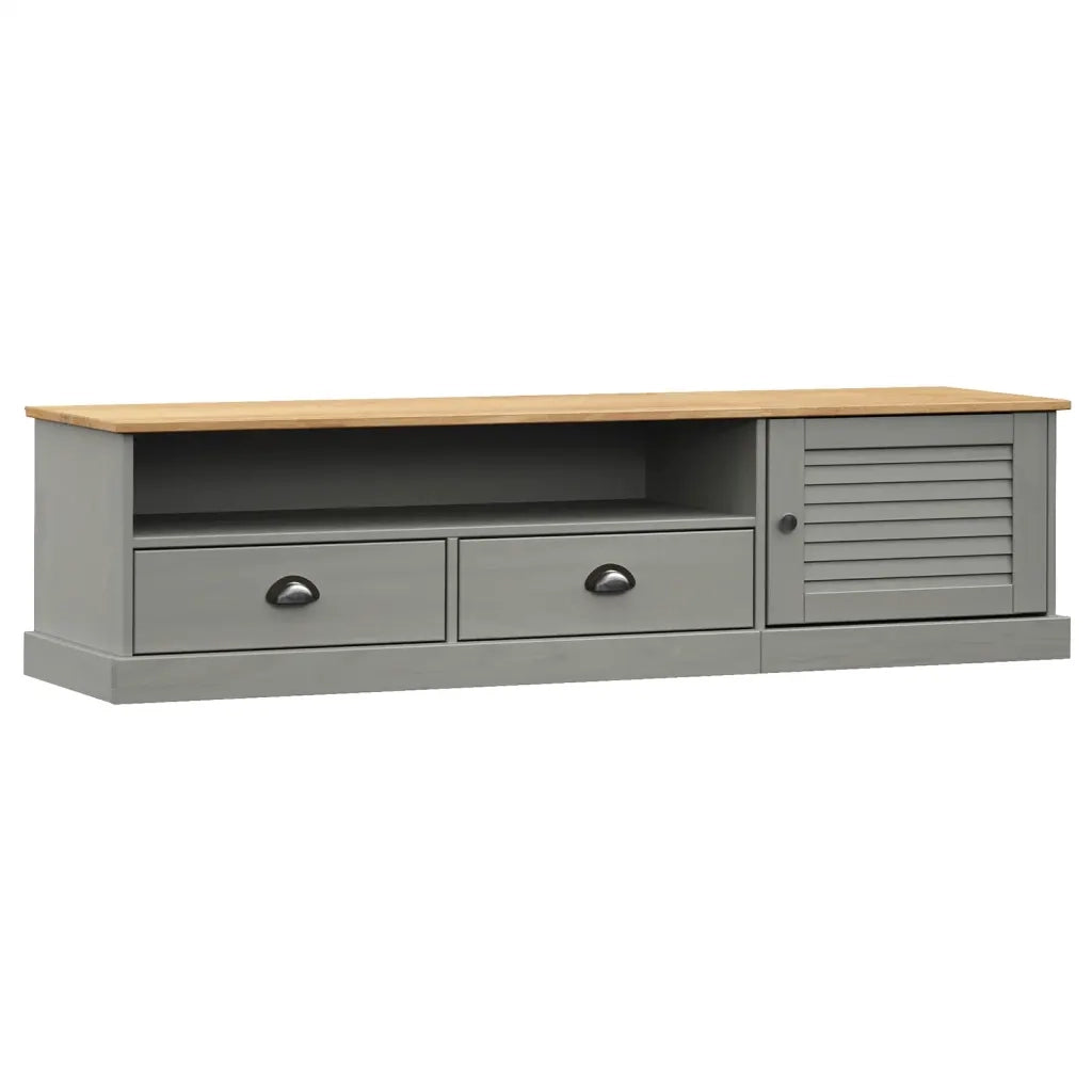 Mobile Porta TV-Credenza TV VIGO Grigio 156x40x40 cm Legno Massello di Pino