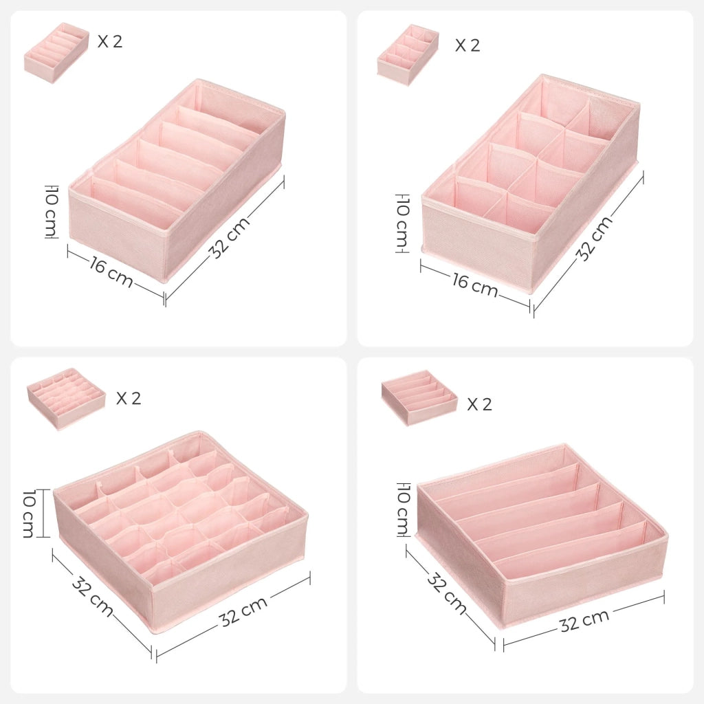 Contenitori pieghevoli per biancheria intima set di 8 divisori per cassetti organizer per cassetti per mutandine reggiseni calzini cravatte rosa 12_0004486