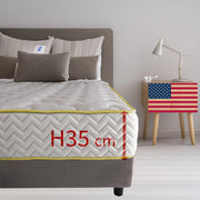 Materasso memory foam King size 190X200 Cm, Materasso Americano ortopedico contro il mal di schiena ALTO 35 Cm | Materasso memory che NON SI SCALDA con imbottitura anallergica - MOD. BOSTON35