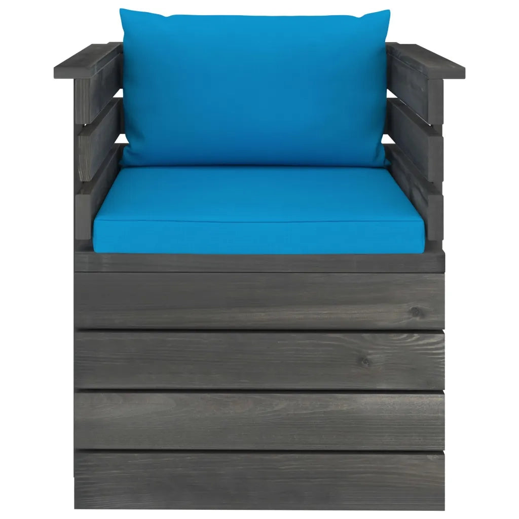 Poltrona da Giardino con Cuscini in Legno di Pino cod mxl 78669