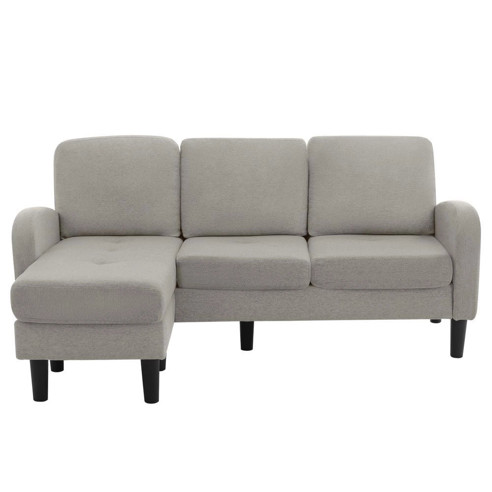 Divano angolare 3 posti - Xylo - 166x118x77cm - Tessuto di cotone traspirante - Grigio