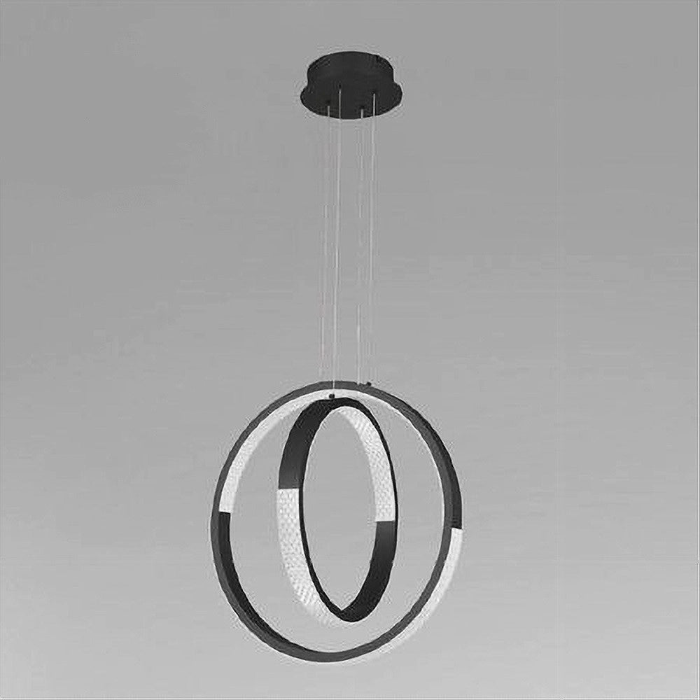 Trade Shop - Lampadario A Sospensione Led 64 W Circolare Effetto Cristallo Moderno Nero 32163 -