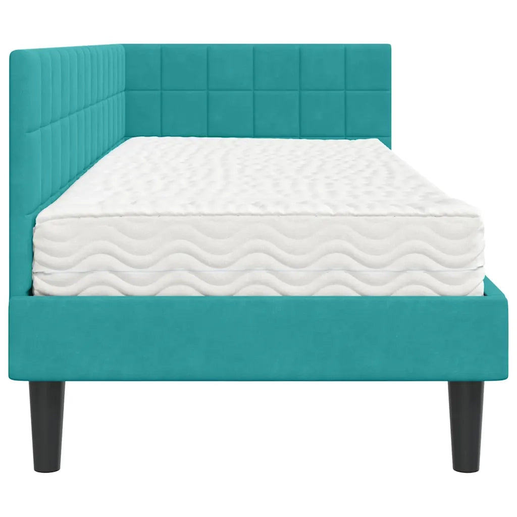 Struttura Letto Angolare con Materasso 2 pcs Turchese Velluto