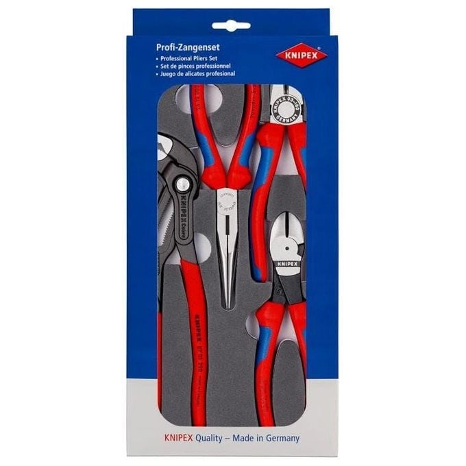 KNIPEX 00 20 01 V15 Assortimento di Pinze 4 Pezzi in Inserto in Schiuma Bicolore a Celle Chiuse Dimensioni 33,5x3,3x16,5 cm colore Nero