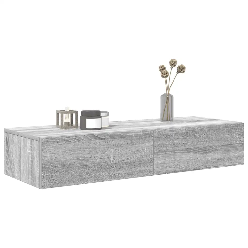 vidaXL Scaffale a Parete con Cassetti Grigio 100x36x19cm in Truciolato