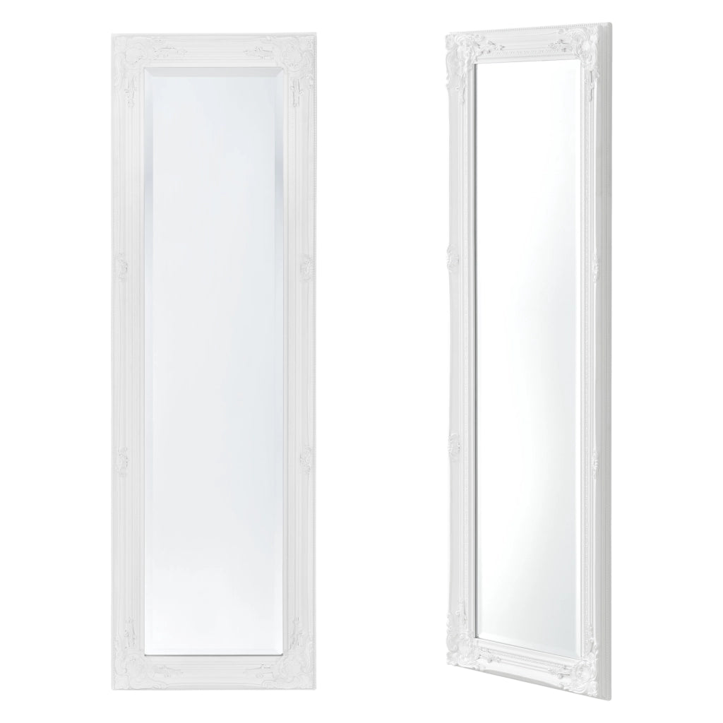 Specchio da Parete Livorno Stile Barocco Montaggio Verticale o Orizzontale 132x42 cm Bianco [en.casa]