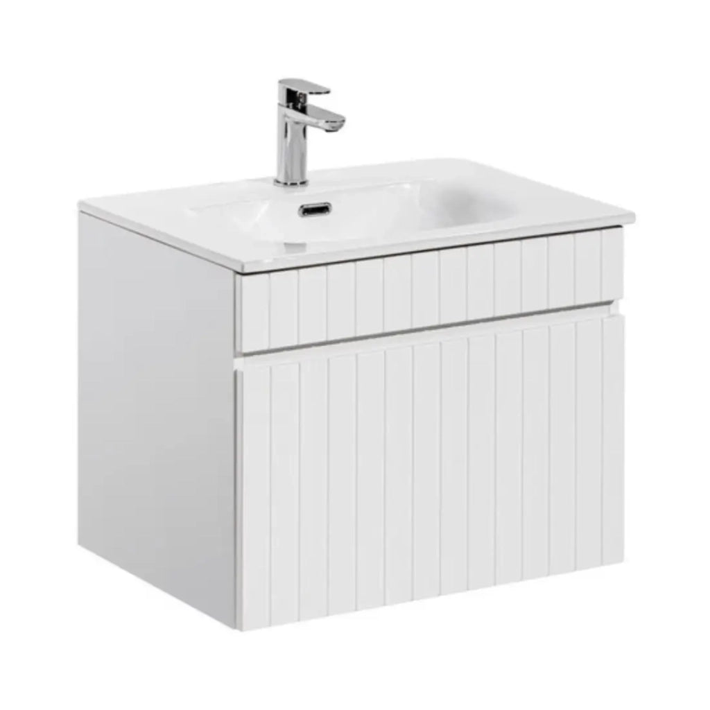 Set ICON bianco: mobile sotto lavabo 60cm + lavabo da incasso in ceramica bianca