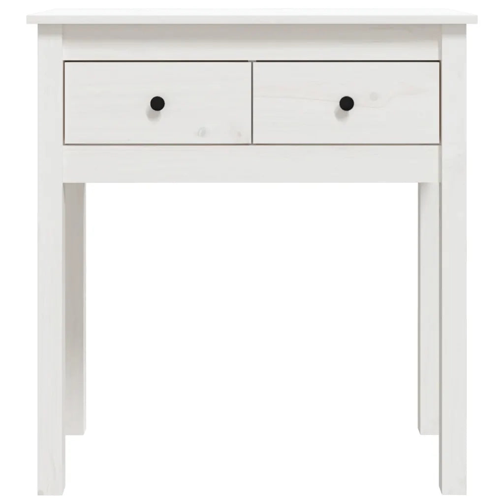 Tavolo Consolle Bianco 70x35x75 cm in Legno Massello di Pino cod mxl 12608