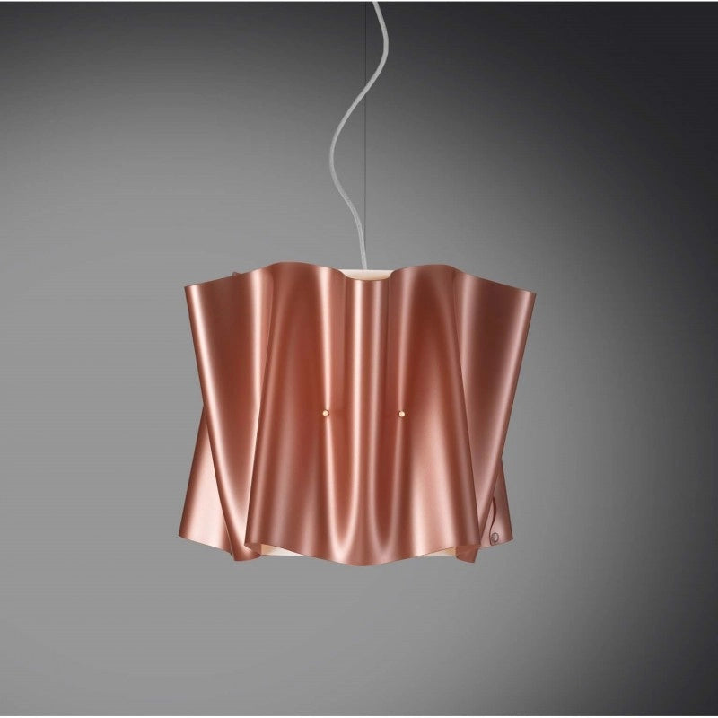 Lampadario a sospensione FOLIO paralume in Polilux Rame diametro 40x h37 cm