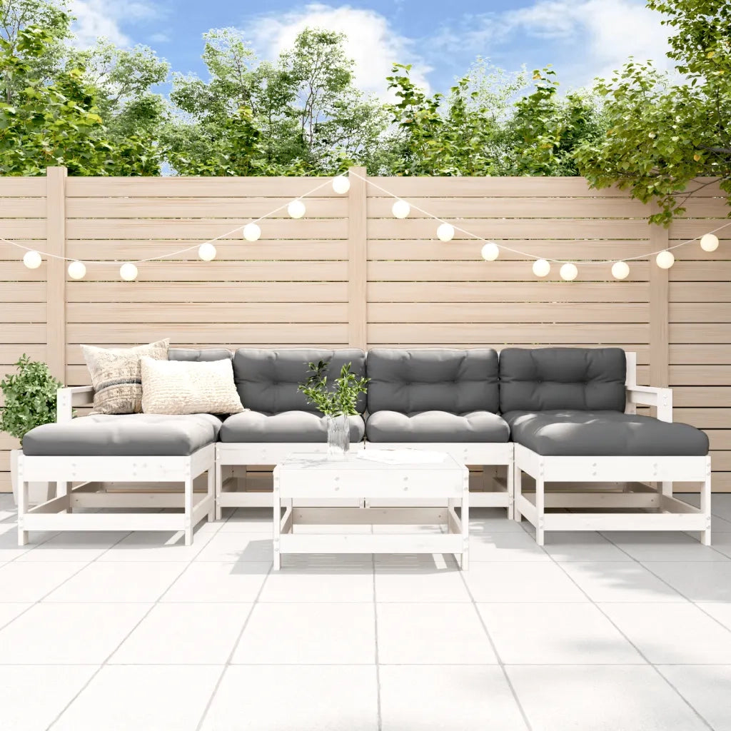 Set Salotto da Giardino 7 pz Bianco in Legno Massello di Pinocod mxl 70221