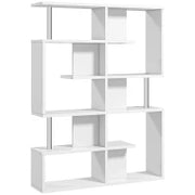 Scaffale Libreria ad S 5 Ripiani Design Moderno Soggiorno, Ufficio, Salotto, Legno, Bianco, 120 x 28.6 x 160 cm