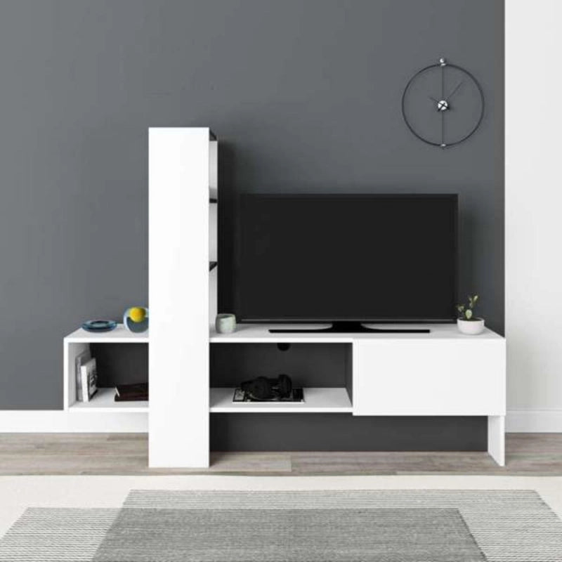 Mobile porta TV Troya bianco antracite con anta a ribalta