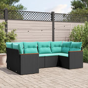 Set Divani da Giardino 6 pz con Cuscini Nero in Polyrattan 3226260