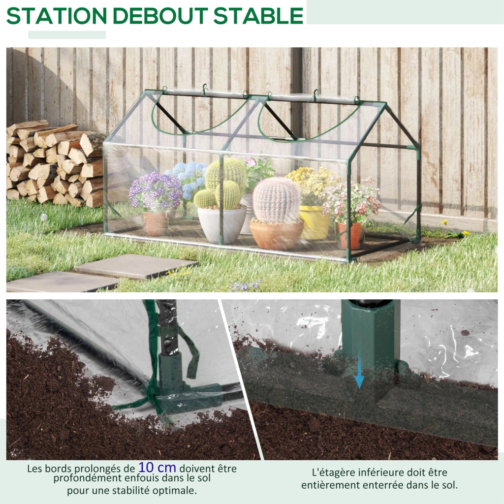 Serra da giardino 2 finestre avvolgibili copertura in PVC ¨C zephmum ¨C 120x60x60 cm trasparente
