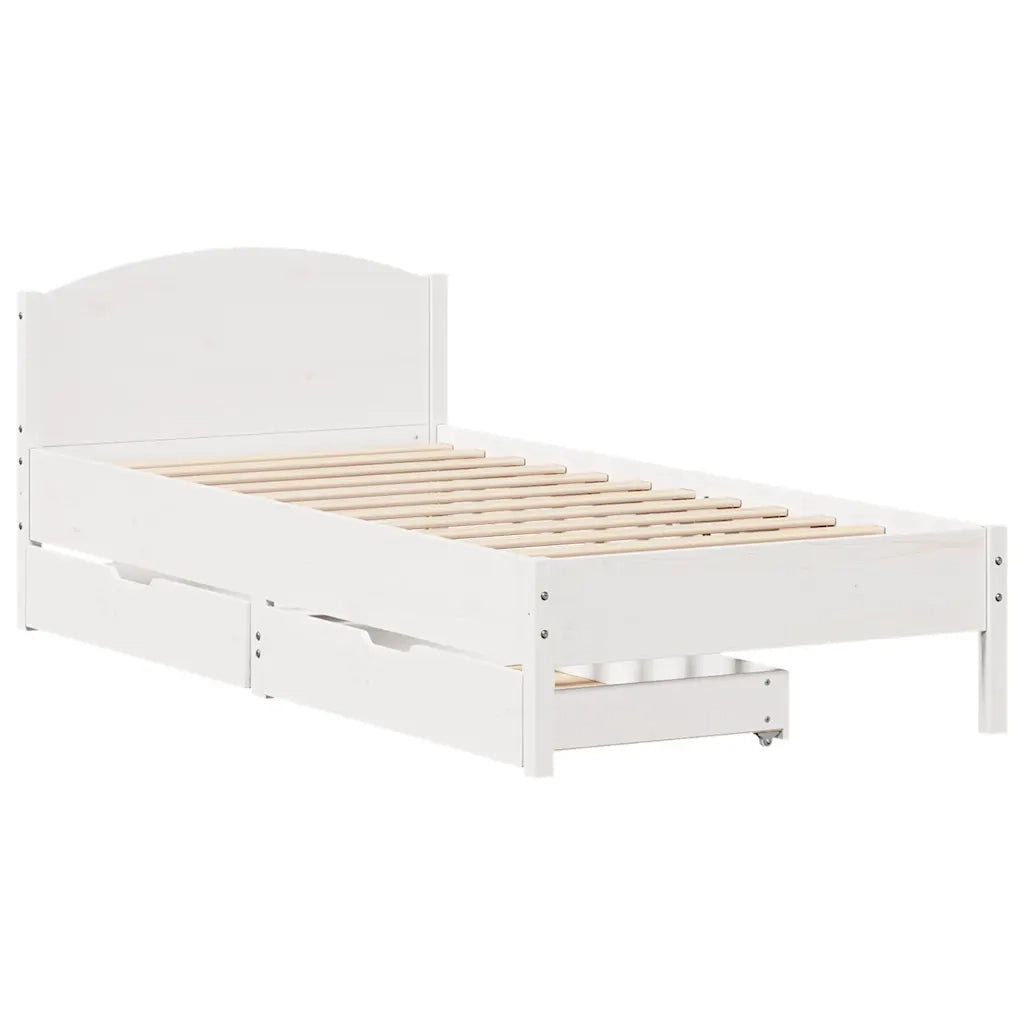 Giroletto senza Materasso Bianco 100x200 cm Legno Massello Pino 3301843