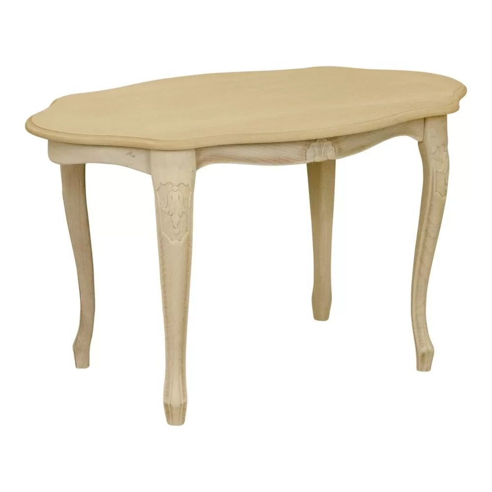 Tavolino ovale legno massello intagliato grezzo 74x46x46 - Mobili 2G