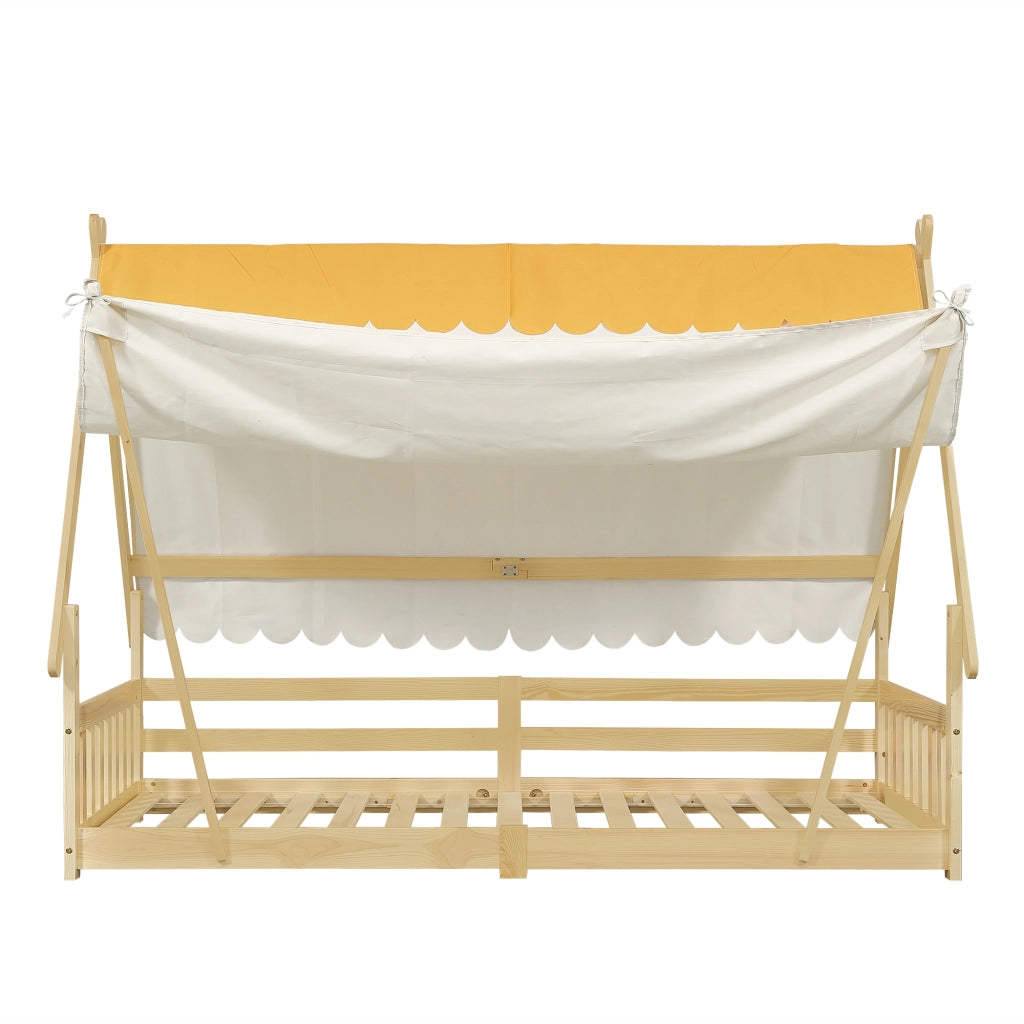 letto in legno bianco e naturale 90 x 200 cm