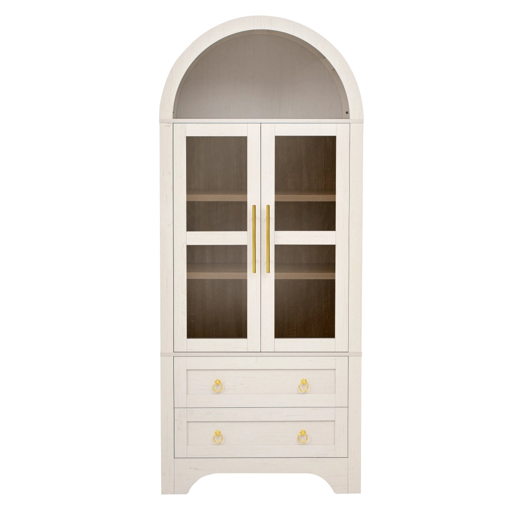 Credenza alta 76.2x40.1x180 cm con ripiani regolabili in MDF bianca