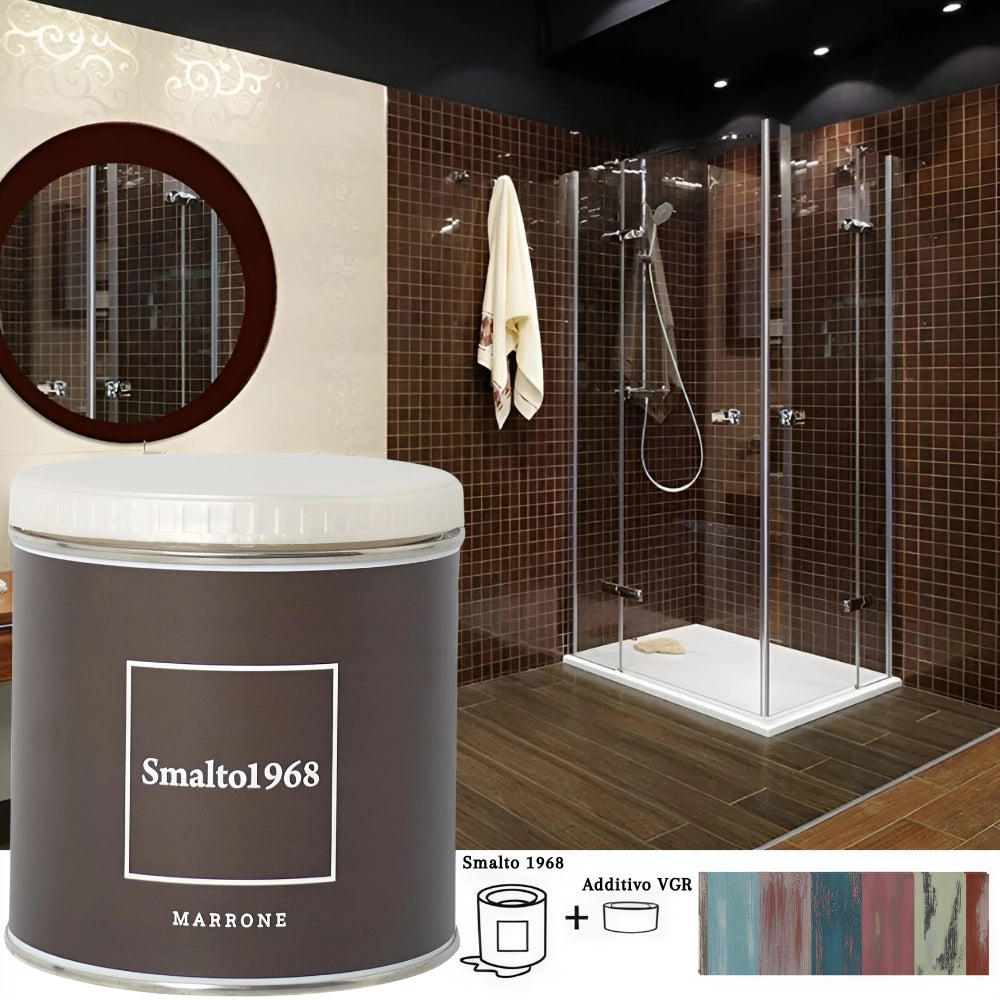 Smalto1968 base acqua vgr piastrelle ceramiche supporti difficili l 0.5 *** colore- marrone, confezione 1