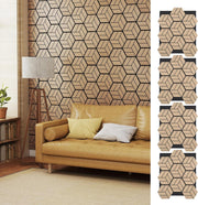 Set di 4 Pannelli Fonoassorbente, Pannelli Acustici per Pareti, 81x 66 cm, 9 Tavoletta Esagonali in Legno, per Riduzione del Rumore, Decorazione Interna, 2,1 m²
