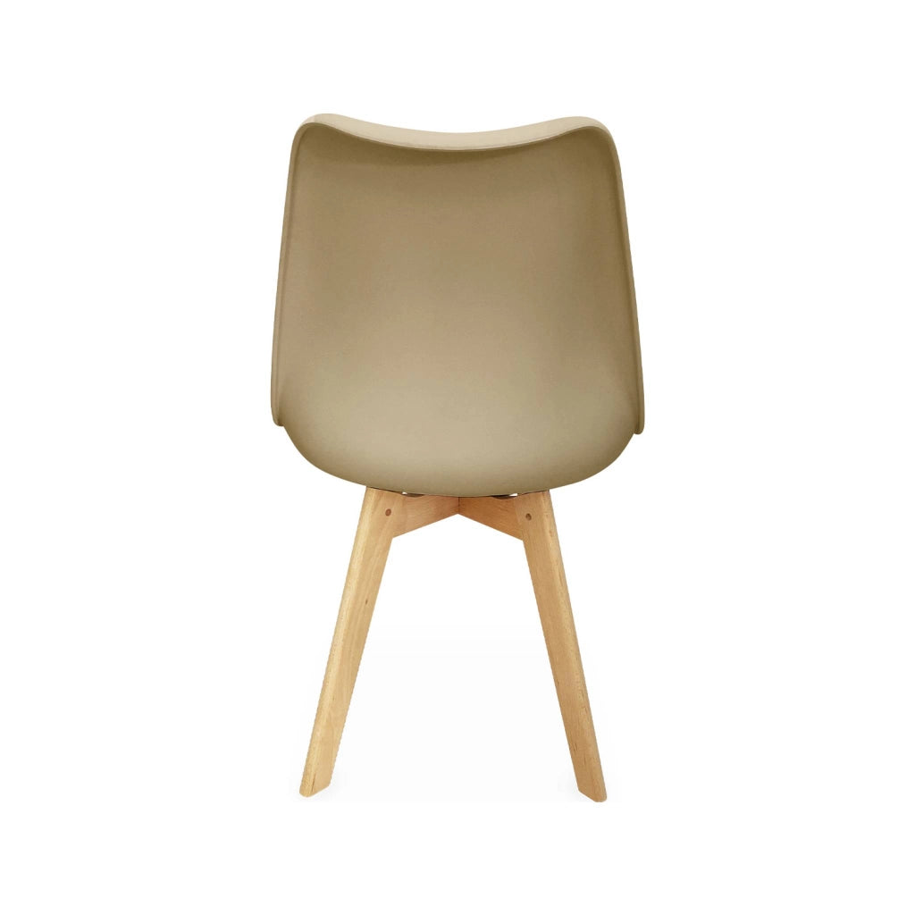 Set 4 sedie scandinave imbottite con gambe in legno , cappuccino