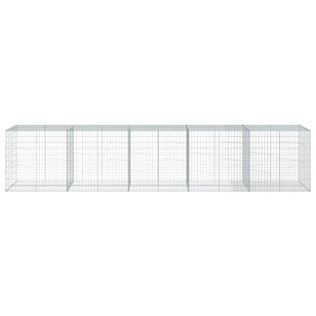 Gabbione recinto a gabbia muro di contenimento con coperchio 500 x 100 x 100 cm ferro zincato argento 02_0040169