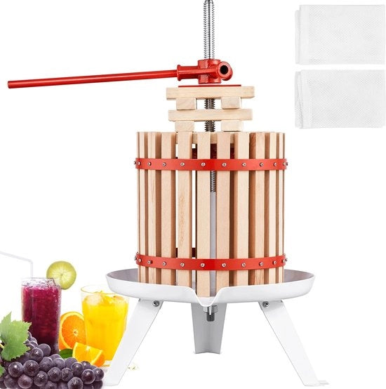 Centrifuga a mano per succhi di frutta - Strumento per succhi di agrumi - Strumento per succhi di frutta a mano - 6L - Strumento per succhi di arance e uva - Hout & Metaal