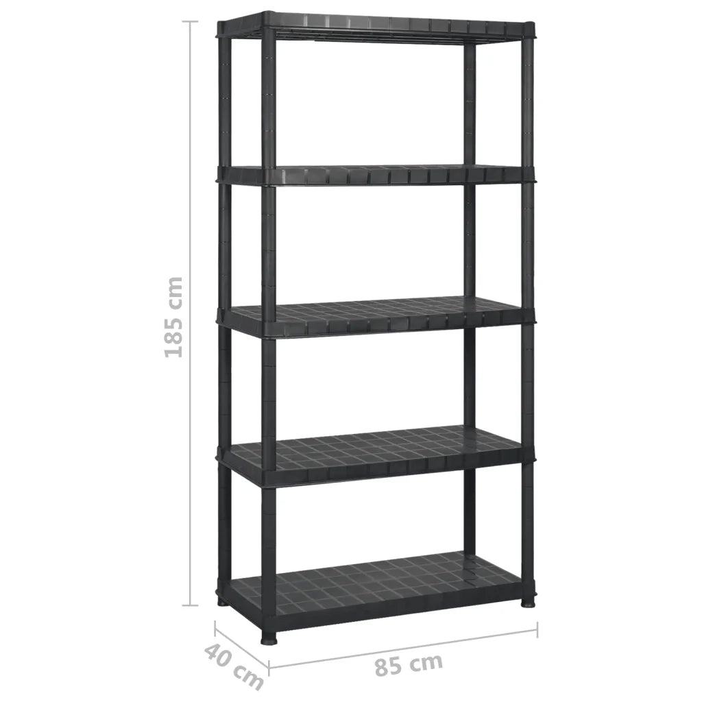 Scaffale a 5 Ripiani Nero 255x40x185 cm in Plastica CFW9643154