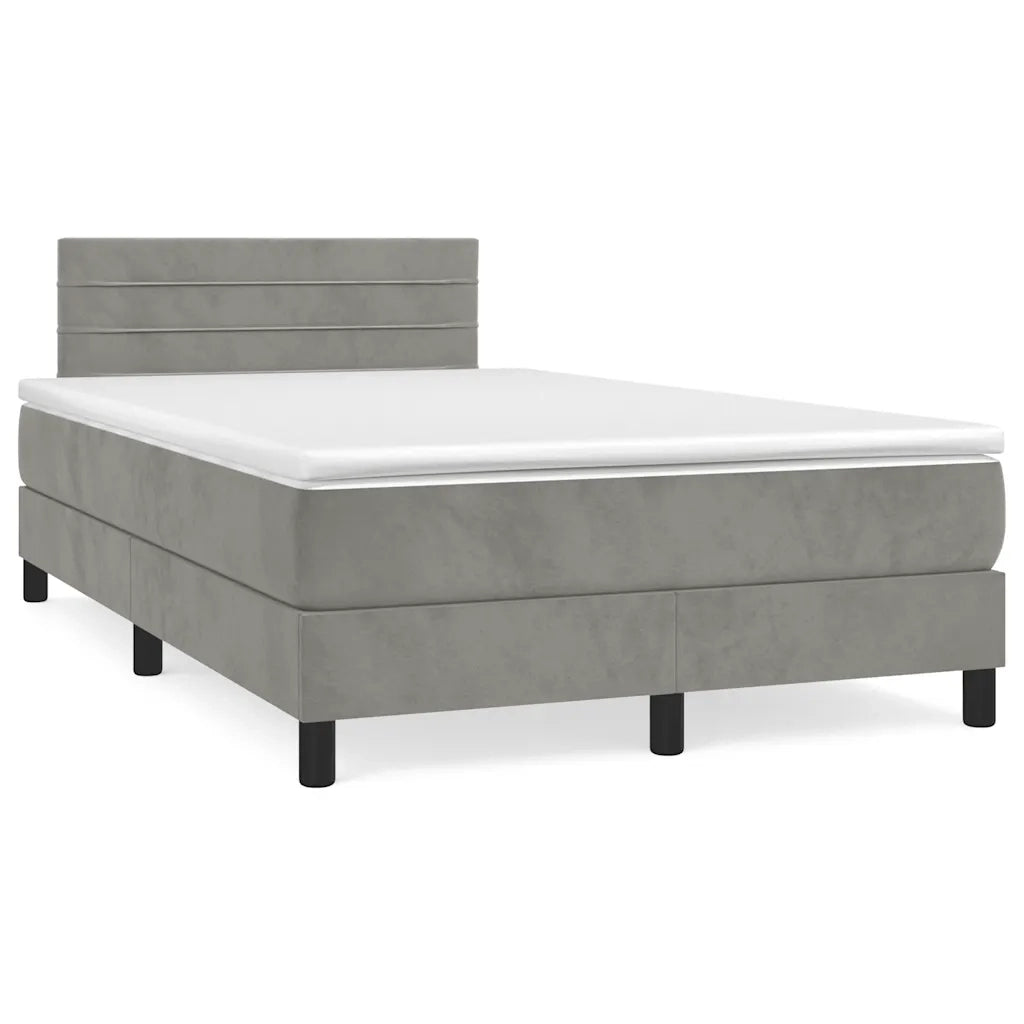 Letto a Molle con Materasso e LED Grigio Chiaro 120x190 cm Velluto