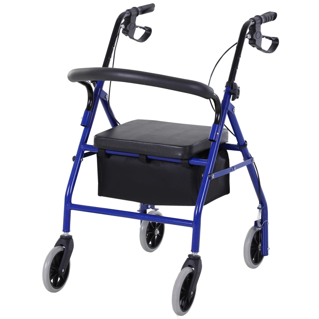 Deambulatore con Ruote e Seduta ¨C zephmum ¨C Blu, Metallo, Pieghevole