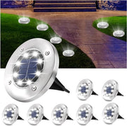 8 pezzi di lampada solare per esterno - Illuminazione del pavimento con energia solare a 8 led - 3000 K caldo bianco - Impermeabile - Adatto per la strada e il giardino