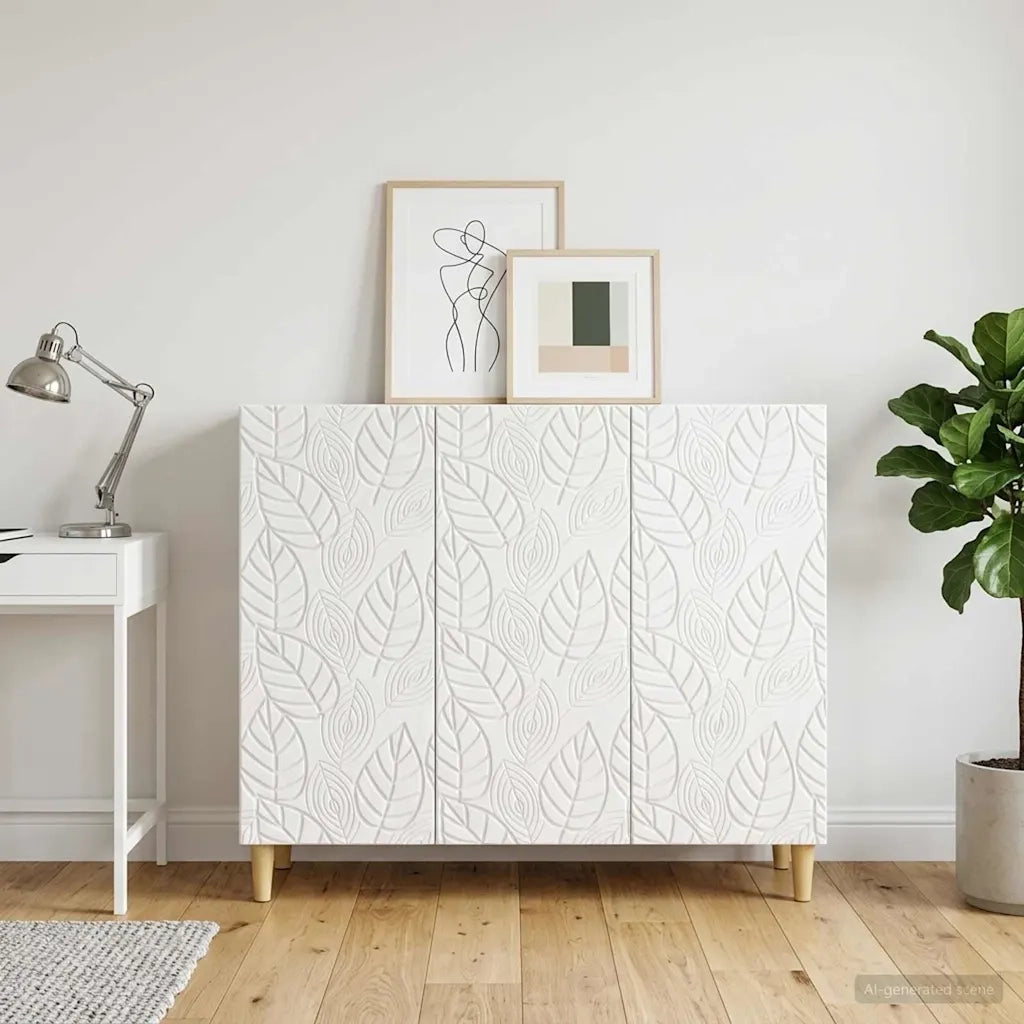 Credenza Bianco Lucido 89 x 34,5 x 80 cm Legno ingegnerizzato 895109
