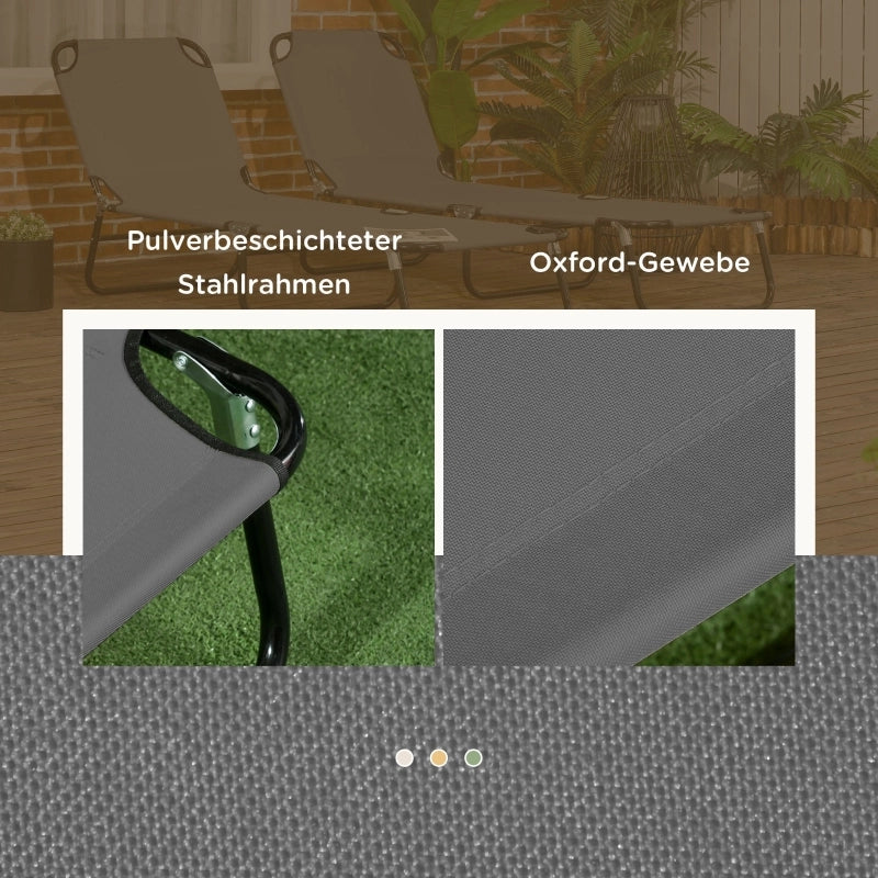 Lettini prendisole set da 2 pieghevoli con schienale regolabile in 5 posizioni per giardino beige