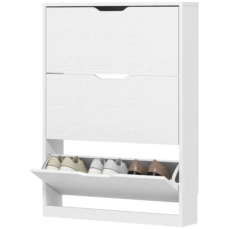 Scarpiera salvaspazio con 3 ante a ribalta, 80 x 17 x 108 cm, bianco