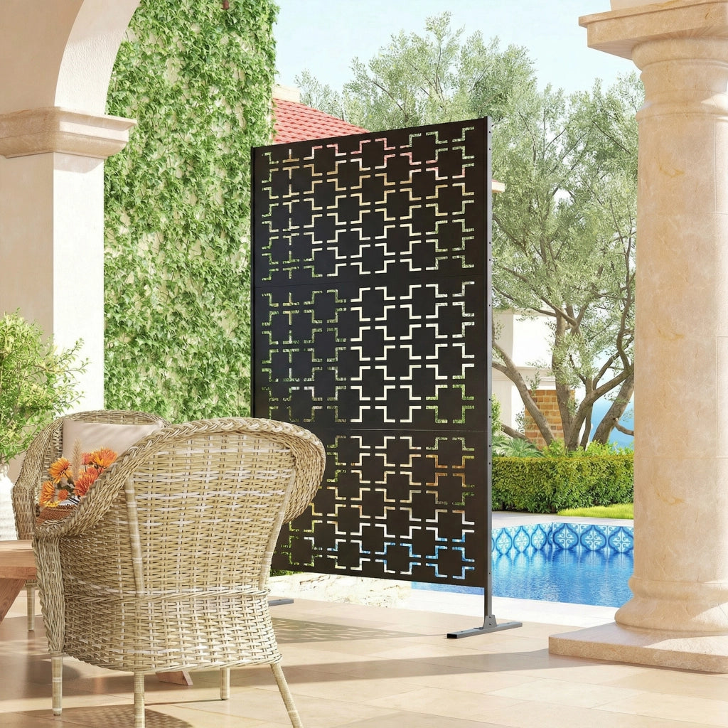 Pannello decorativo paravent esterno geometrico ¨C zephmum ¨C nero 122x45x198 cm