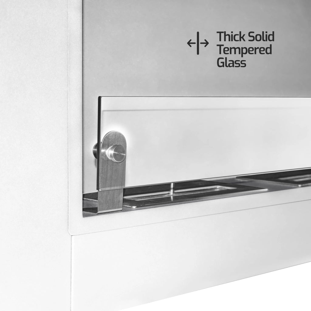 Augusto - Caminetto a bioetanolo da incasso con 2 bruciatori da 1.5L. Camino a bioetanolo in acciaio inox e vetro temperato. 110x54 cm colore bianco