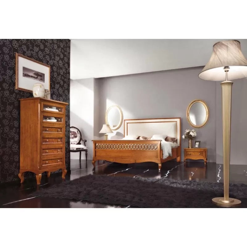 Comodino classico 1 cassetto legno intarsiato bassano 62x43x41 - Mobili 2G