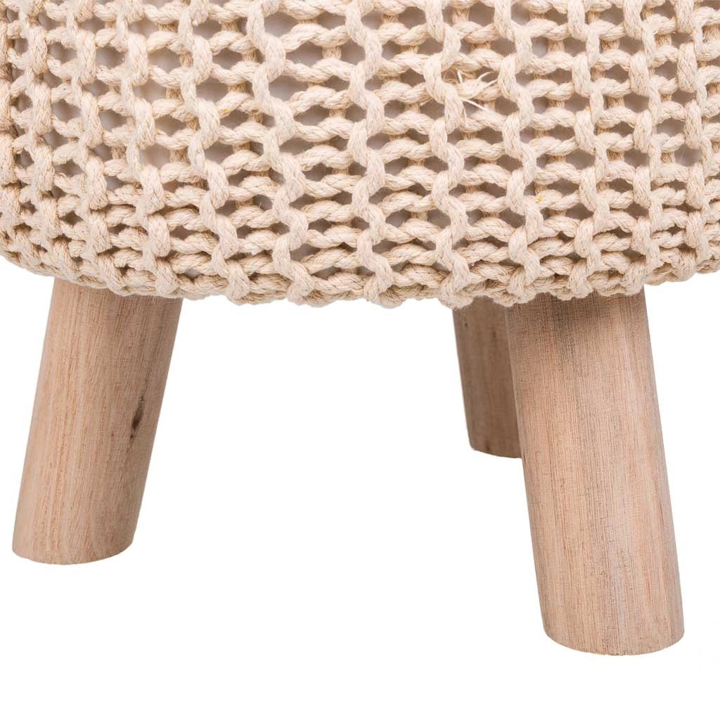 Sgabello in legno e cotone intrecciato 32x32x40h cm