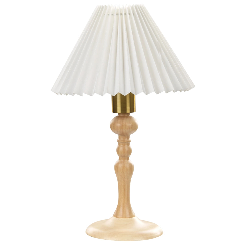 Lampada da tavolo elegante in legno chiaro 39 cm stile retrò elegante glamour