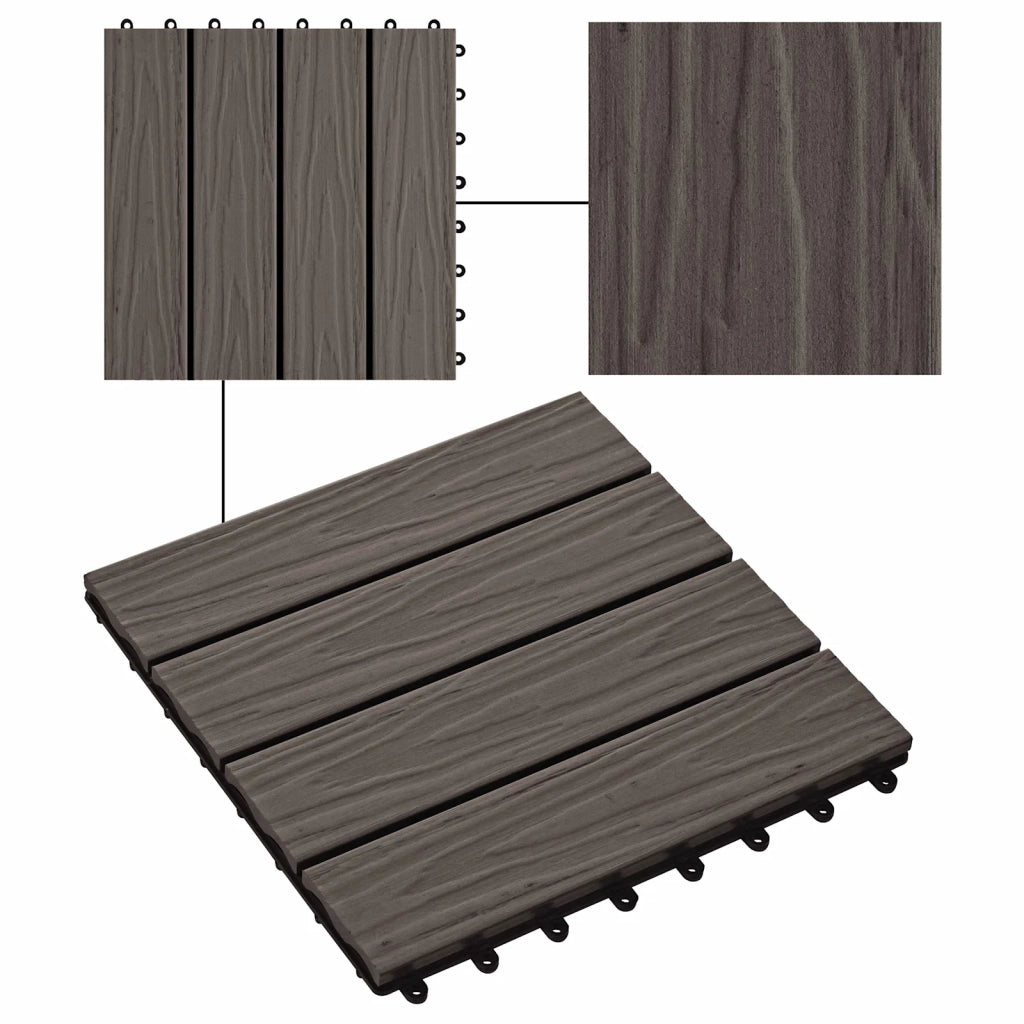 Piastrella per Decking 11 pcs Marrone Scuro 30 x 30 cm WPC 42046683