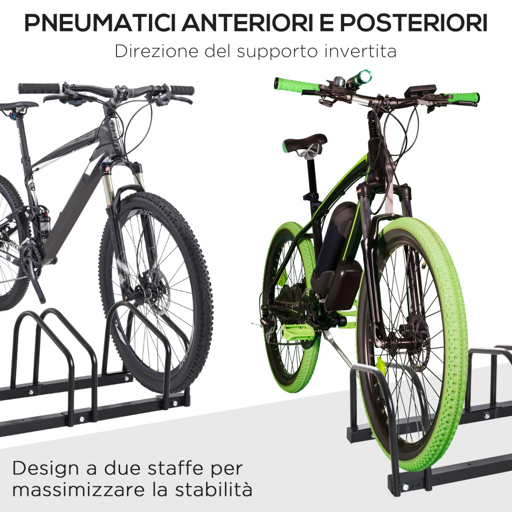 Rastrelliera Portabiciclette ¨C Xylo ¨C Acciaio Nero 6 Posti 179x33x27cm