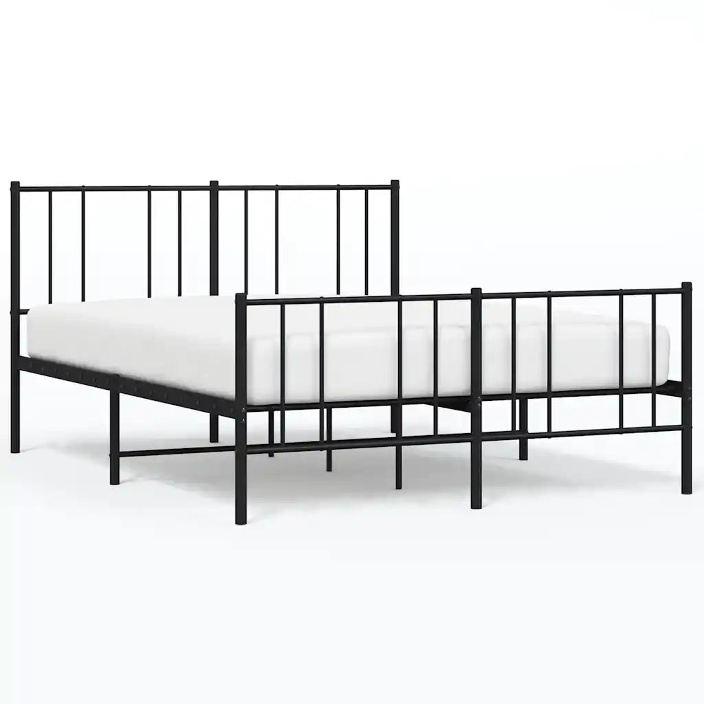 Giroletto con Testiera e Pediera-Struttura Letto Metallo Nero 135x190 cm 518006